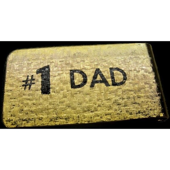 #1 Dad Gold Tone Money Clip Stainless Steel Wallet Credit Card Cash ID Holder - Picture 6 of 6